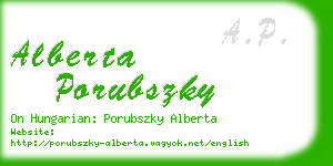 alberta porubszky business card